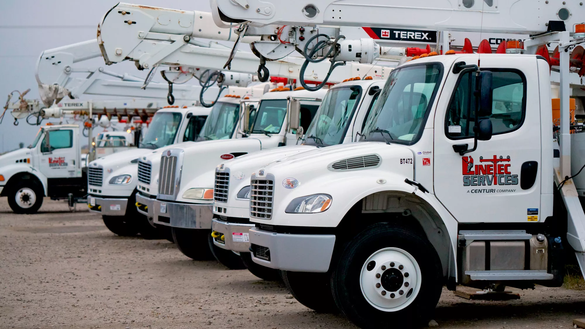 A feet of Linetec vehicles stand ready in Corpus Christi, Texas.